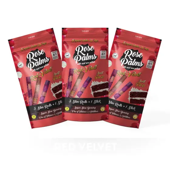 3 PACK Red Velvet Rose Petals and Palm Leaf / Blunts Wraps