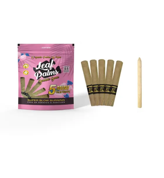 3 PACKS LEAF PALMS MINI SIZE BUBBLE GUM "15 COUNT"