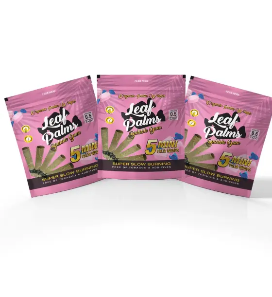 3 PACKS LEAF PALMS MINI SIZE BUBBLE GUM "15 COUNT"