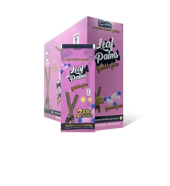 BOX OF LEAF PALMS BUBBLE GUM KING SIZE "40 COUNT"