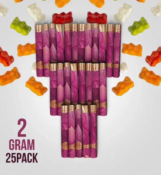 Real Rose Classic King Size 109mm Pre-Rolled Tubes Bulk – 25 Tubes Gummy Bear