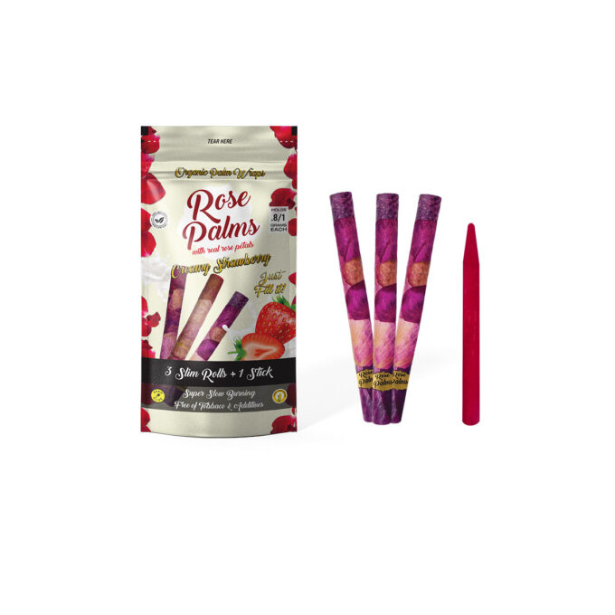 3 PACK  Creamy Strawberry Rose Petals and Palm Leaf / Blunts Wraps