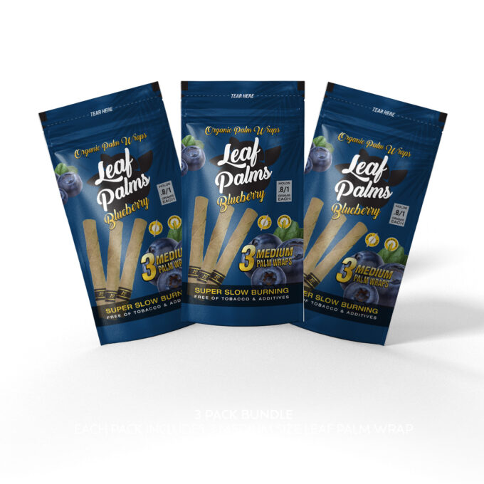 3 PACK LEAF PALMS BLUEBERRY SLIM SIZE