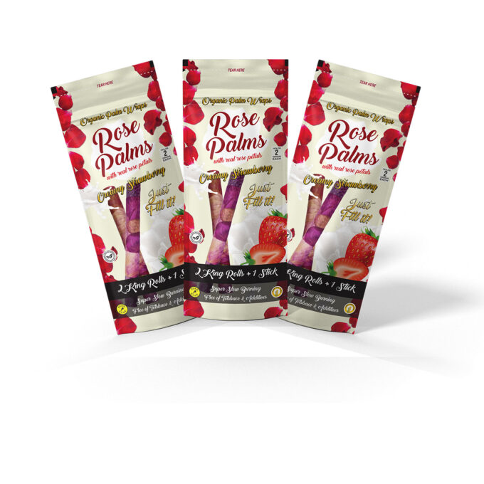 3 PACK ROSE PALM CREAMY STRAWBERRY KING SIZE