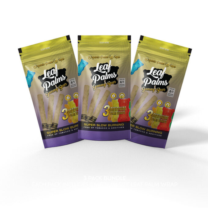 3 PACK LEAF PALMS GUMMY BEAR SLIM SIZE