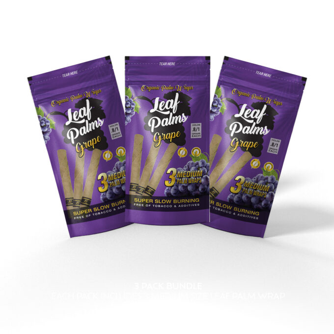 3 PACK LEAF PALMS GRAPE SLIM SIZE