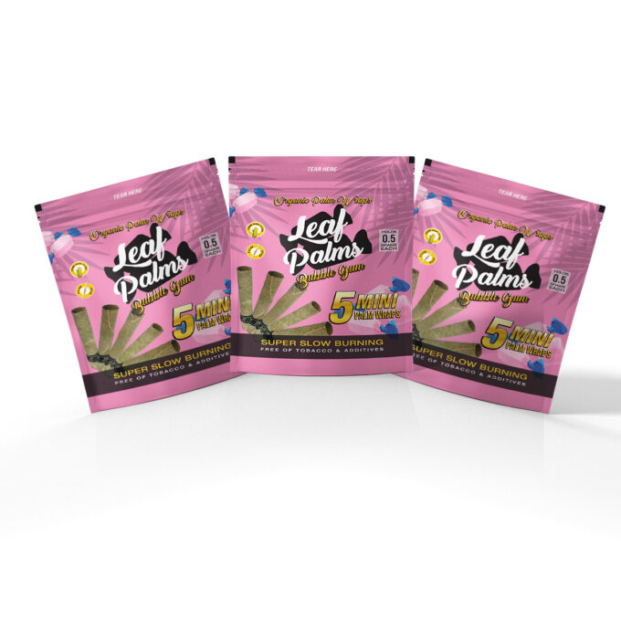 3 PACKS LEAF PALMS MINI SIZE BUBBLE GUM “15 COUNT”