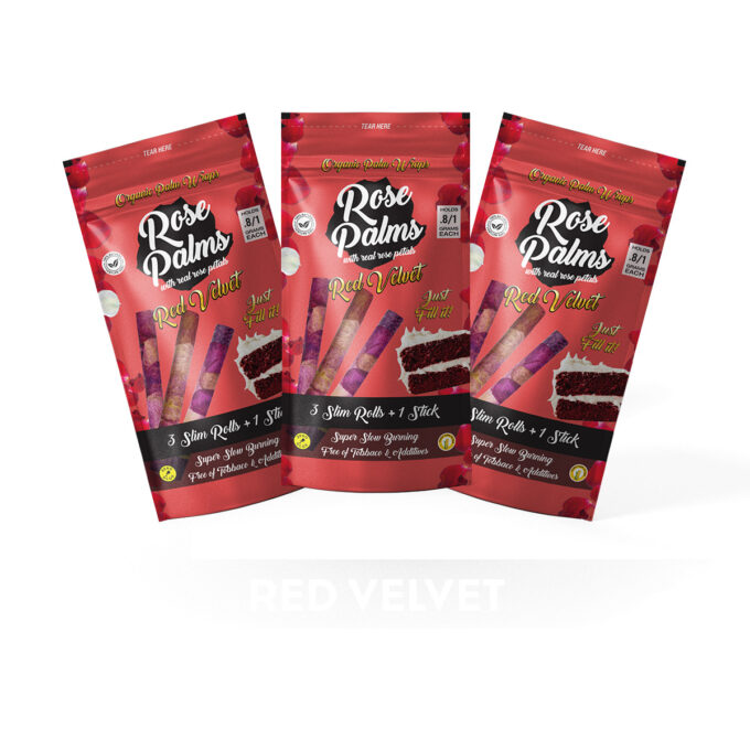 3 PACK Red Velvet Rose Petals and Palm Leaf / Blunts Wraps
