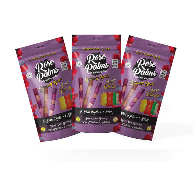 3 PACK Gummy Bear Rose Petals and Palm Leaf / Blunts Wraps