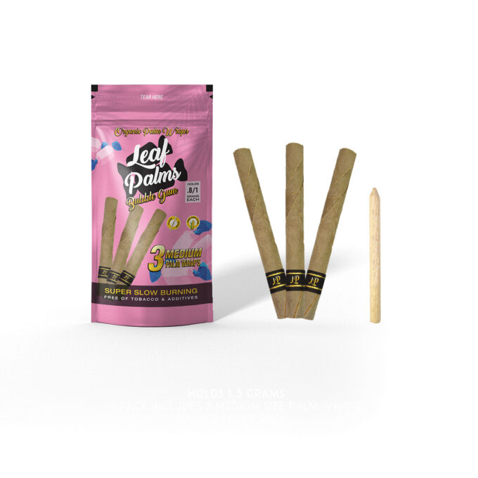 3 PACK LEAF PALMS BUBBLE GUM SLIM SIZE