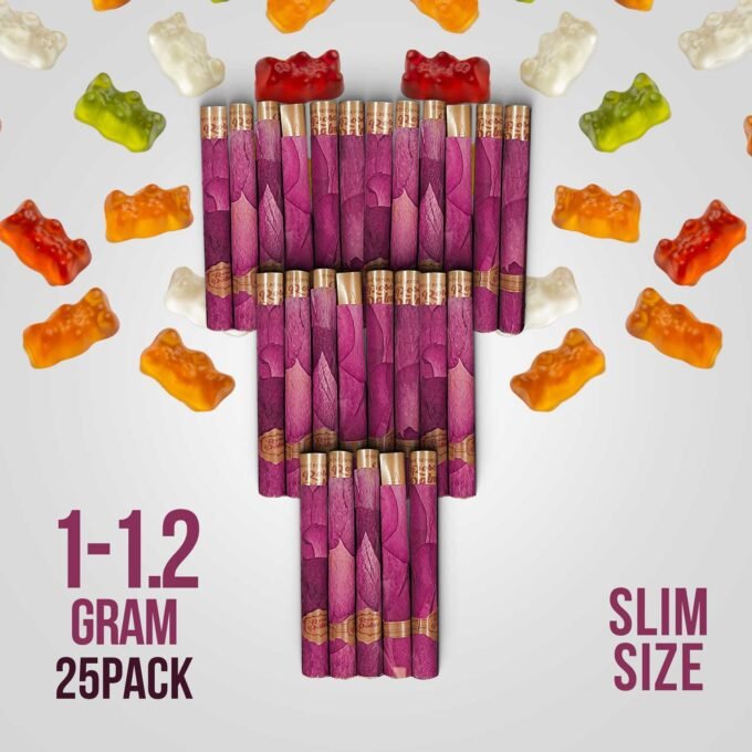 Real Rose Classic Slim Pre-Rolled Tubes Bulk – 25 Tubes Gummy Bear